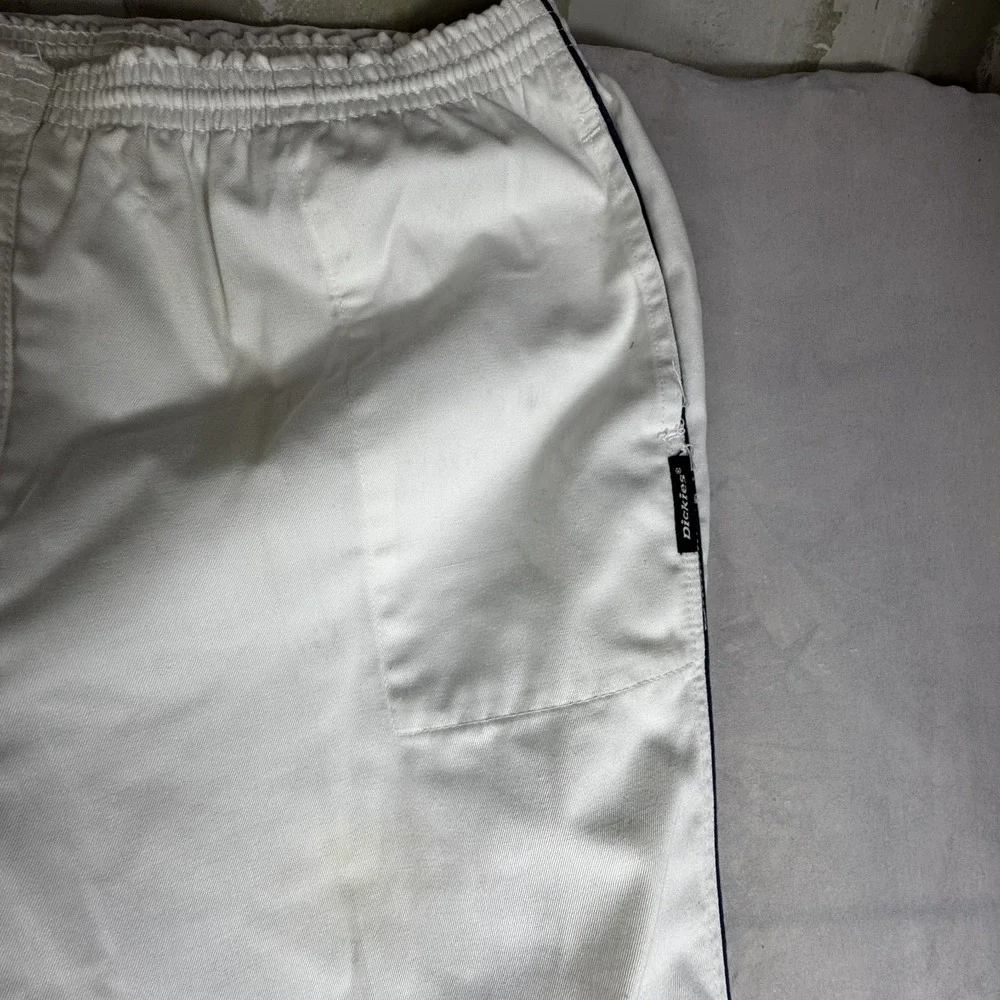 Dickies Track Pants Men 34W White Regular Fit Flat Front Elastic Waisted Pull On